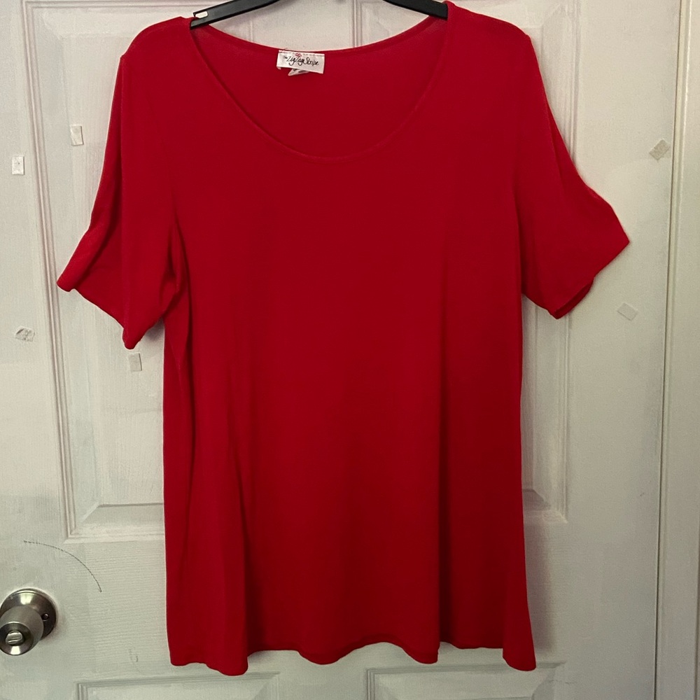 Zig Zag Stripe XL Red t-shirt for Women